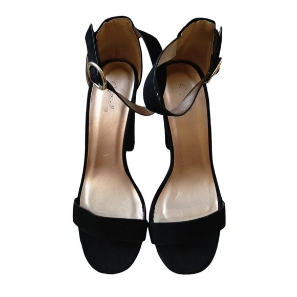 Qupid Women's Black Ankle Strap Block High Heel Sandals READ - Picture 1 of 7